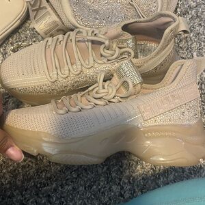 Steve Madden Beige Glitter Women's Sneakers